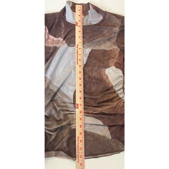 ARITZIA WILFRED Size M Top Blouse Shirt Nylon Mock Neck Ruched Gathered - Picture 9 of 13